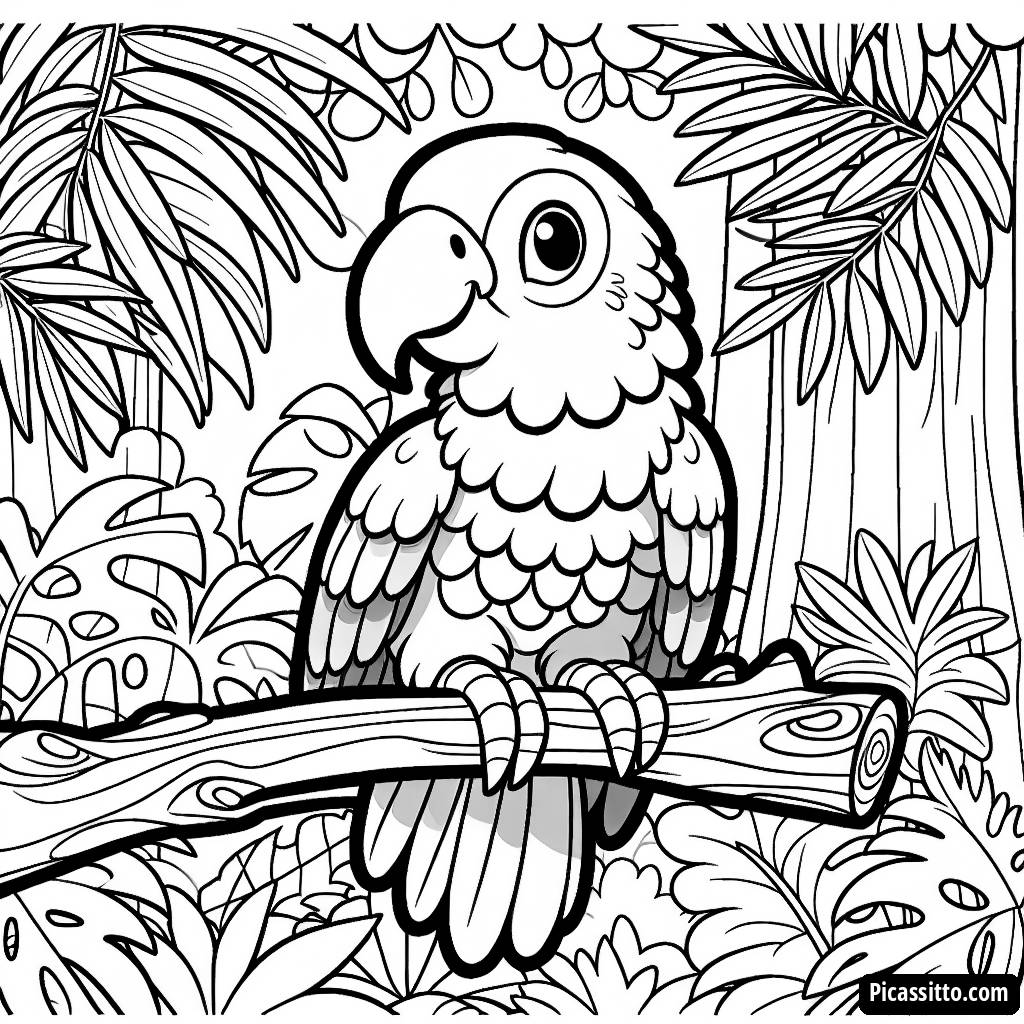 Раскраска Яркой Попугая