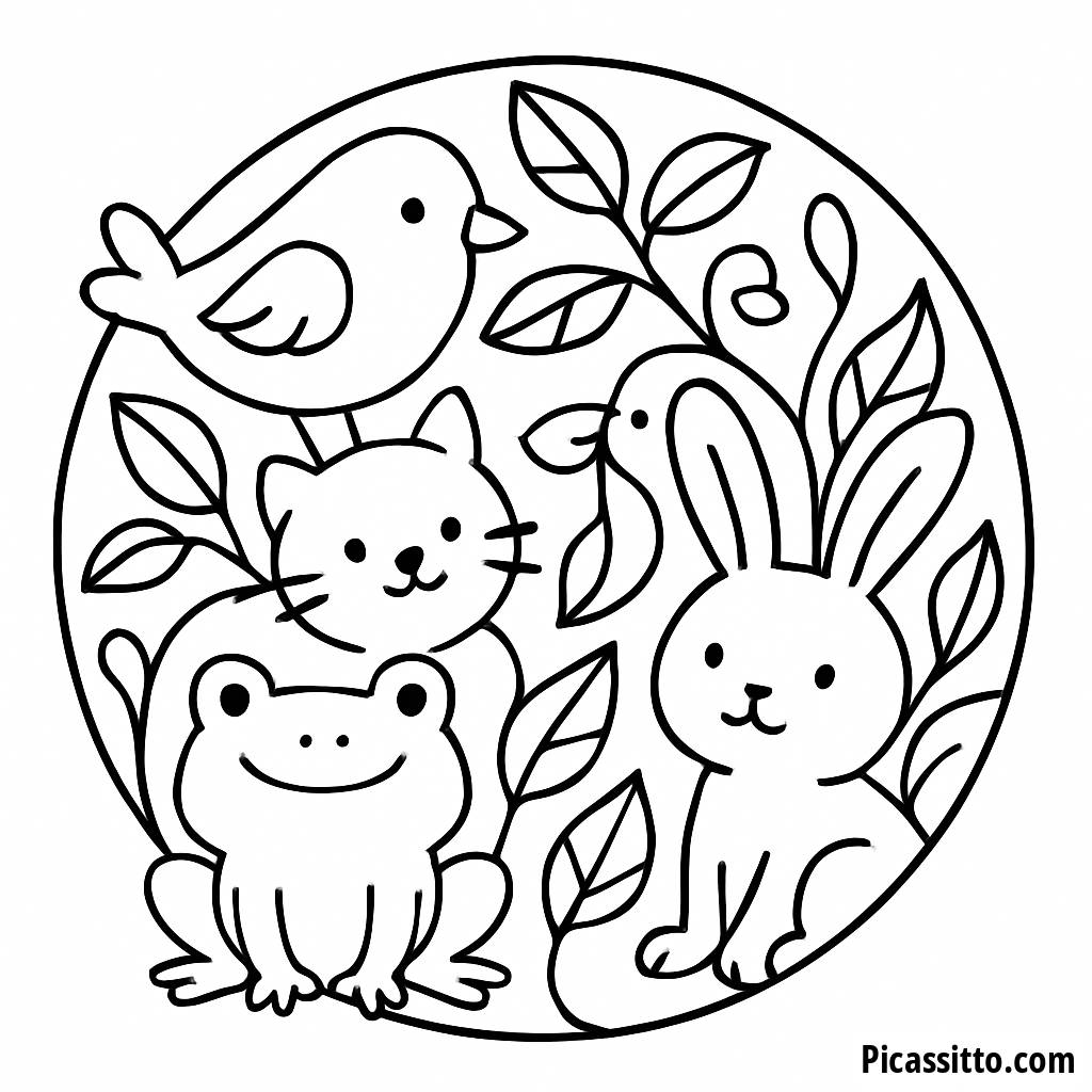 Whimsical Animals Zentangle Coloring Page