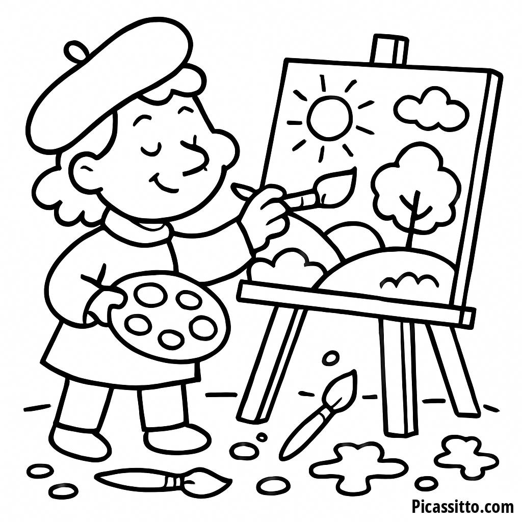 Pagina da Colorare di Artista Fantasioso