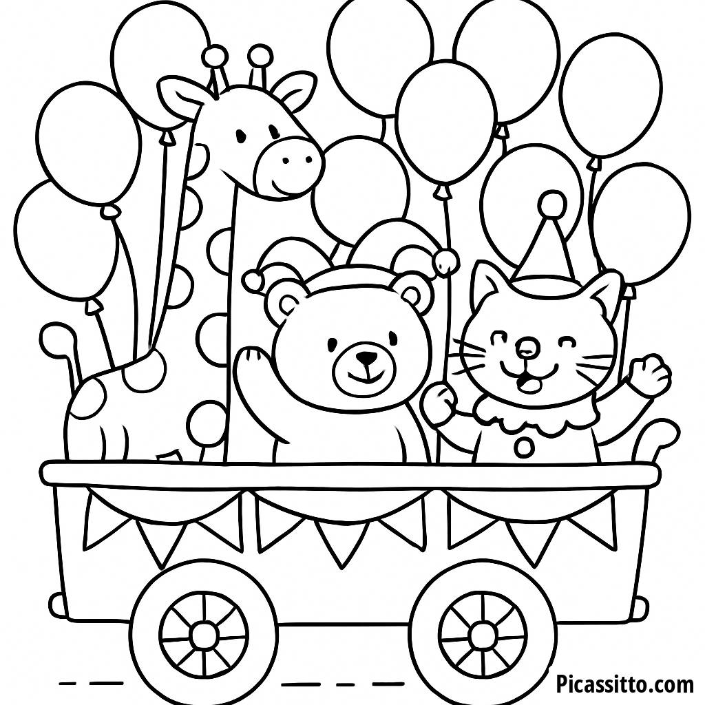 Verspielte Karnevalswagen Malvorlage