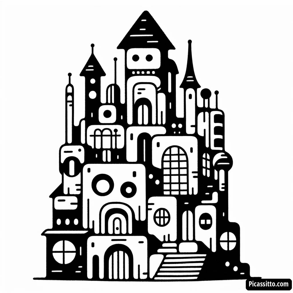 Página para Colorear del Castillo Fantástico