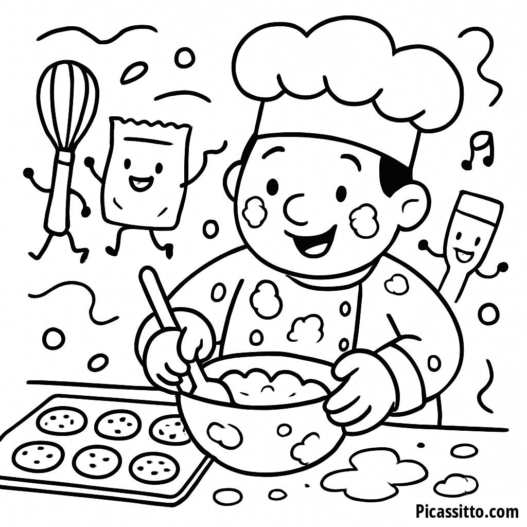 Pagina da Colorare del Cuoco Giocoso