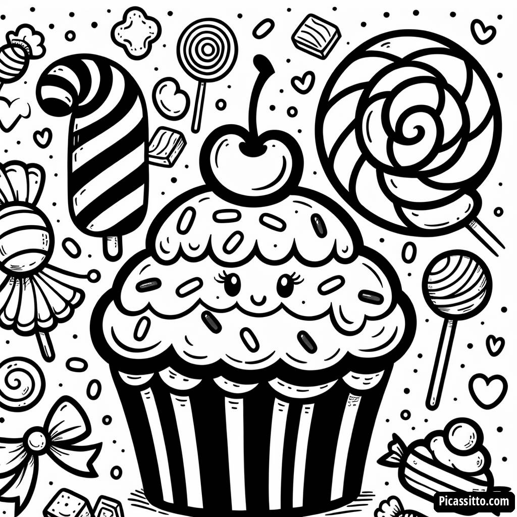 Page à Colorier de Cupcake Fantaisiste