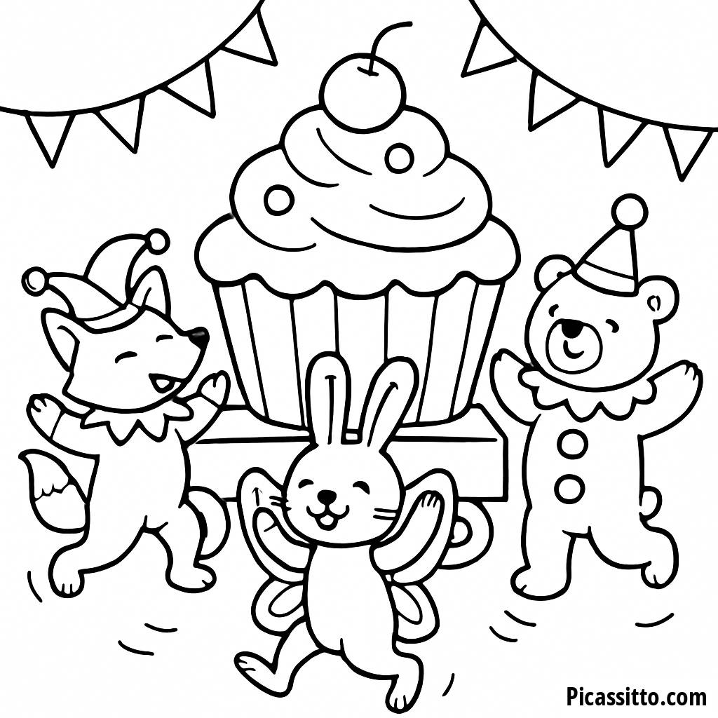 Whimsical Cupcake Parade Float Coloring Page