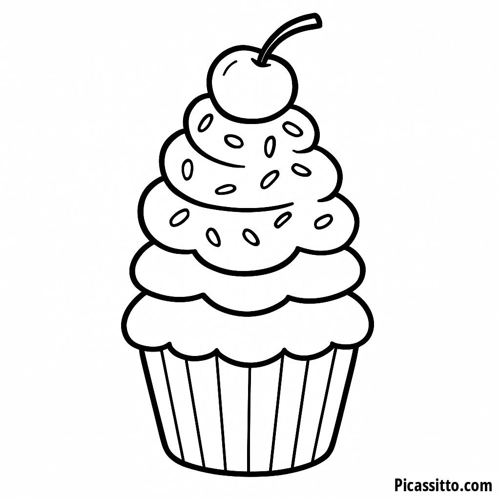 Whimsical Cupcake Tower Coloring Page