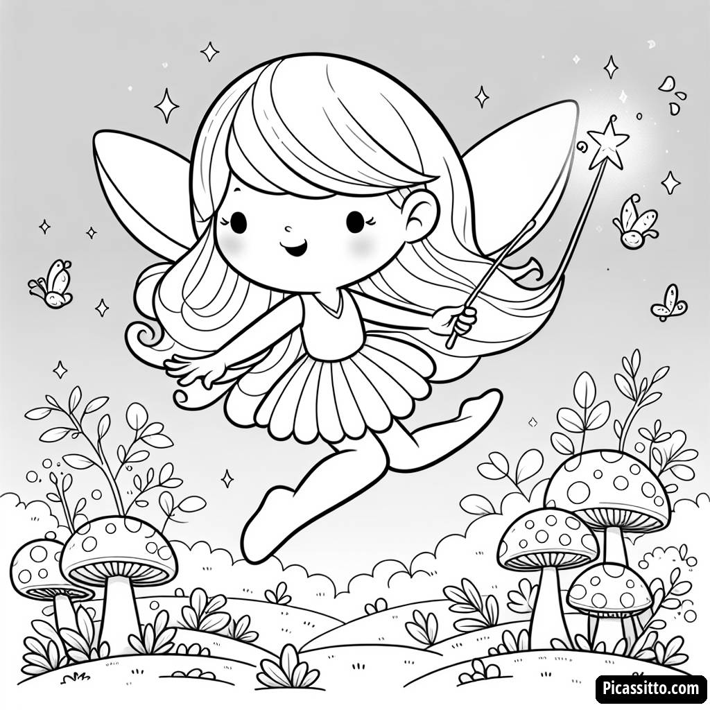 Verspielte Fee Ausmalbild - Magie Erwartet Dich!