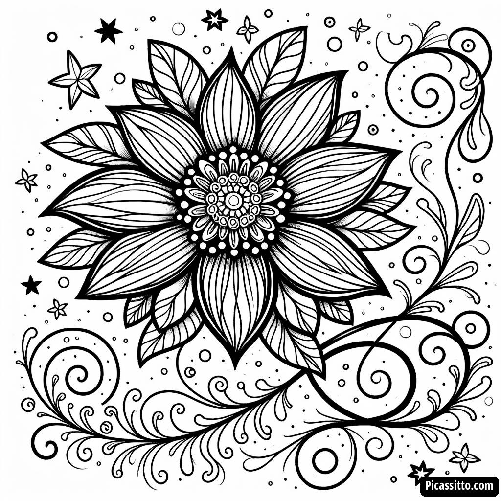 Page à Colorier: Fleur Enchantée