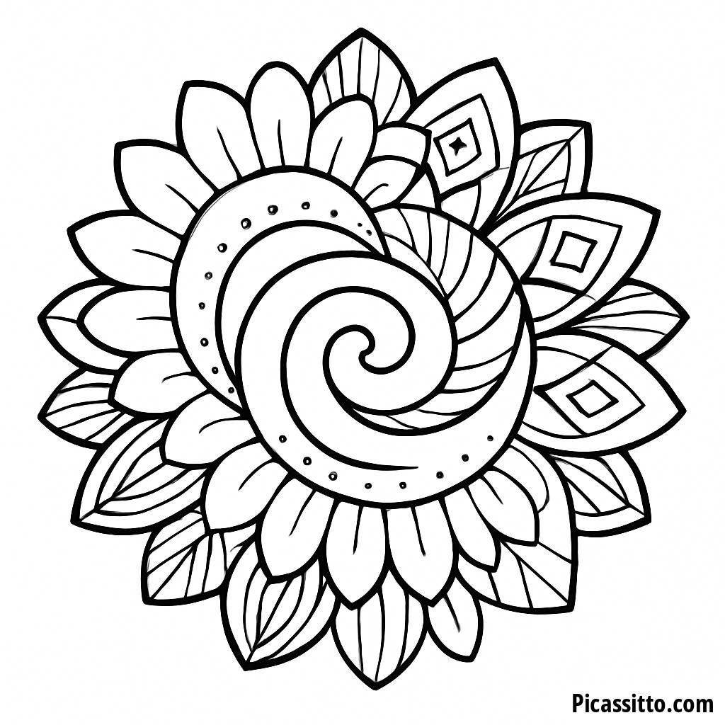 Página para Colorear Mandala Floral