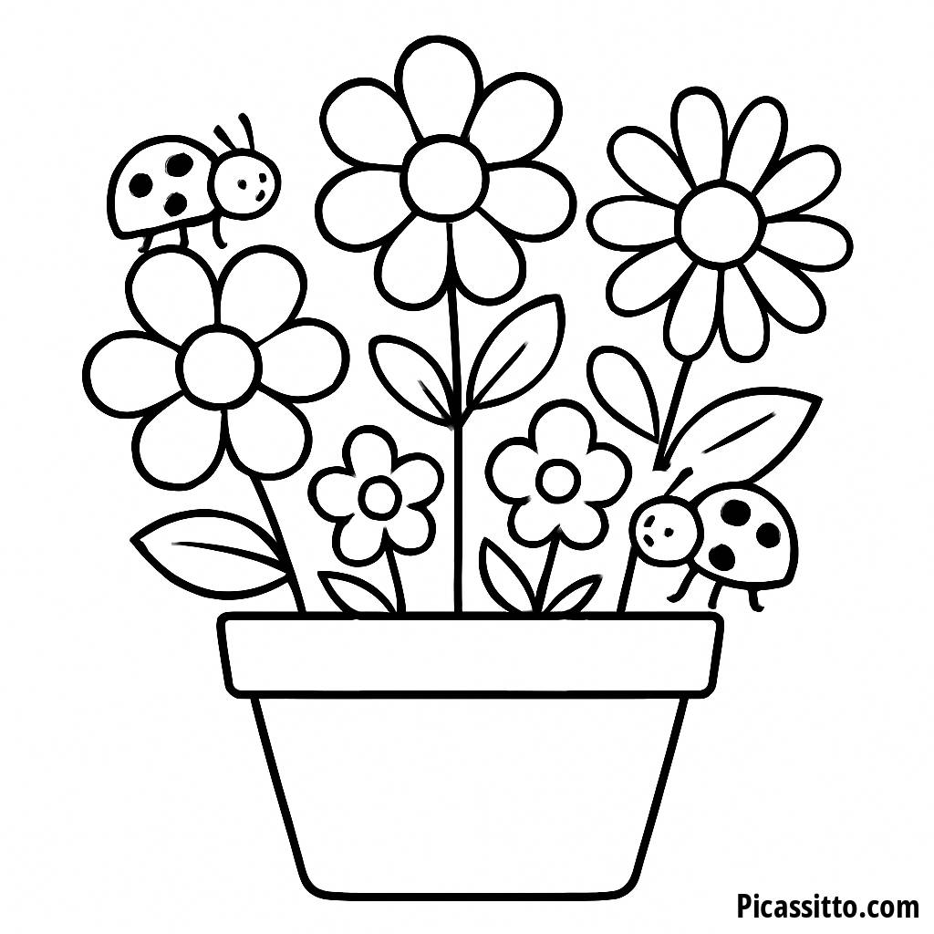 Verspielte Blumentopf Malvorlage