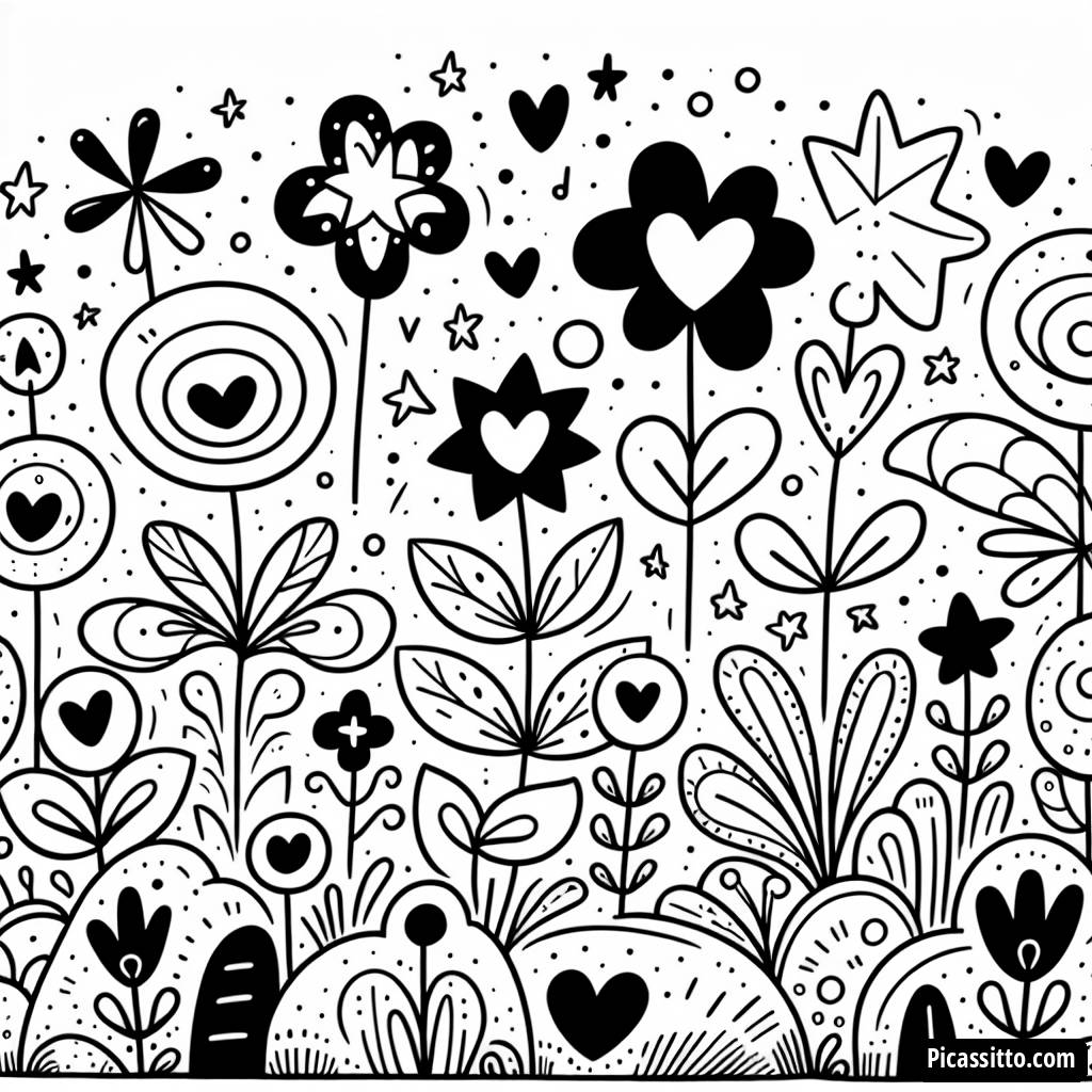 Pagina da Colorare Giardino Fantasioso