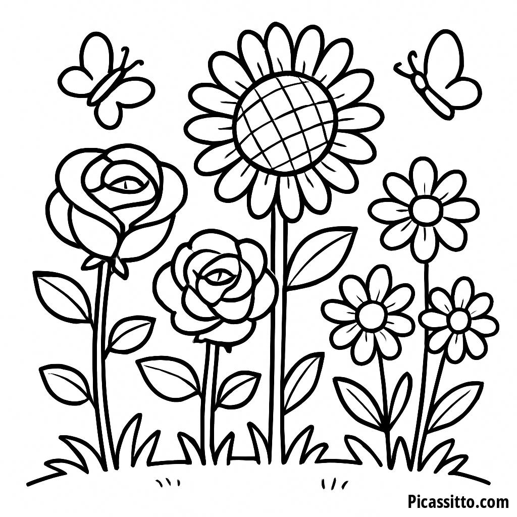 Pagina da Colorare Giardino Fantastico