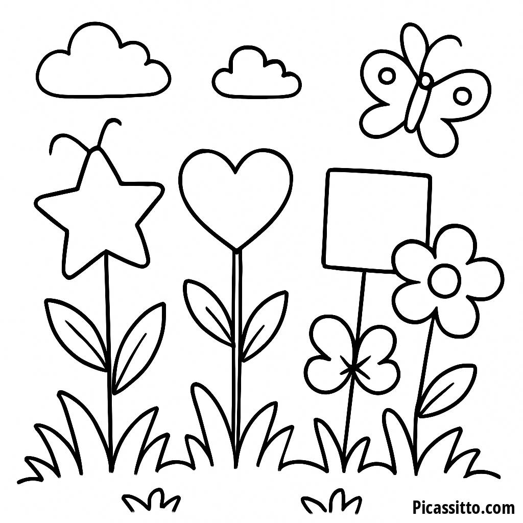 Whimsical Garden Shapes Coloring Page