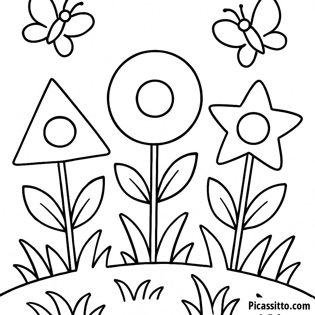 Página para Colorear de Jardín Mágico con Formas