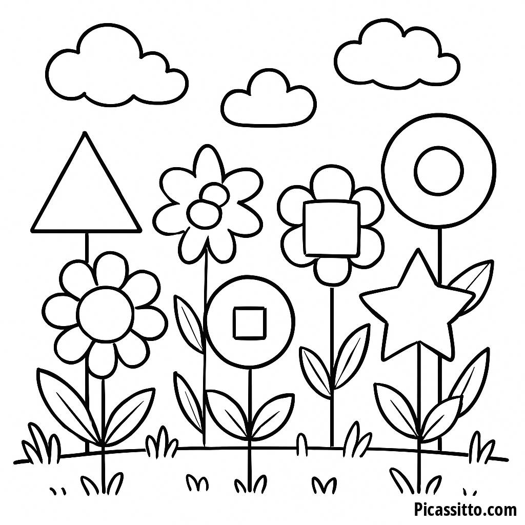 Verspielte Gartenformen Ausmalbild