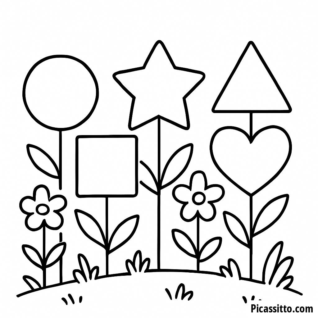 Whimsical Garden Shapes Coloring Page