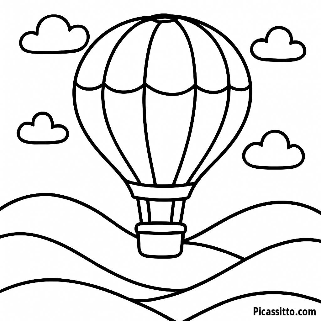 Verspielte Heißluftballon Malvorlage