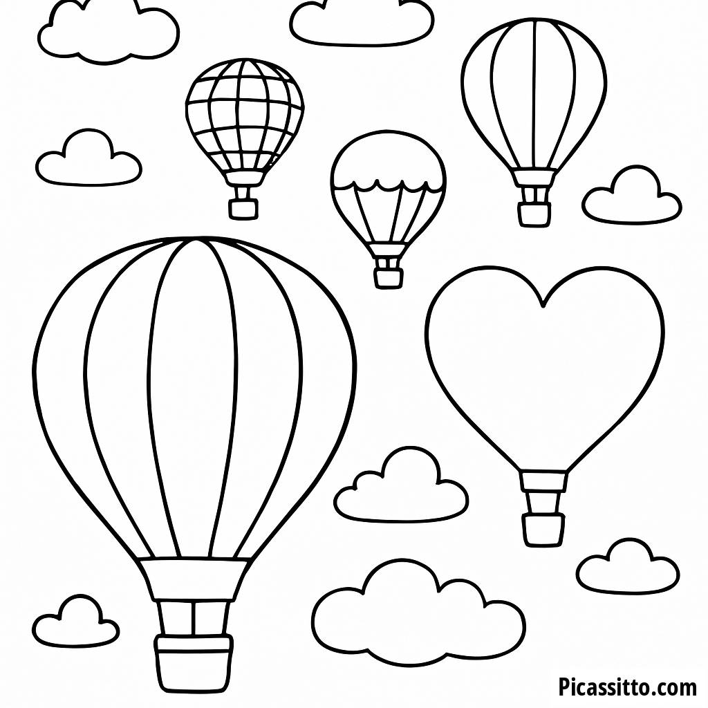 Whimsical Hot Air Balloon Festival Coloring Page