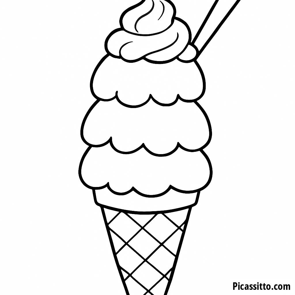 Page à Colorier de Cornet de Glace Fantaisiste
