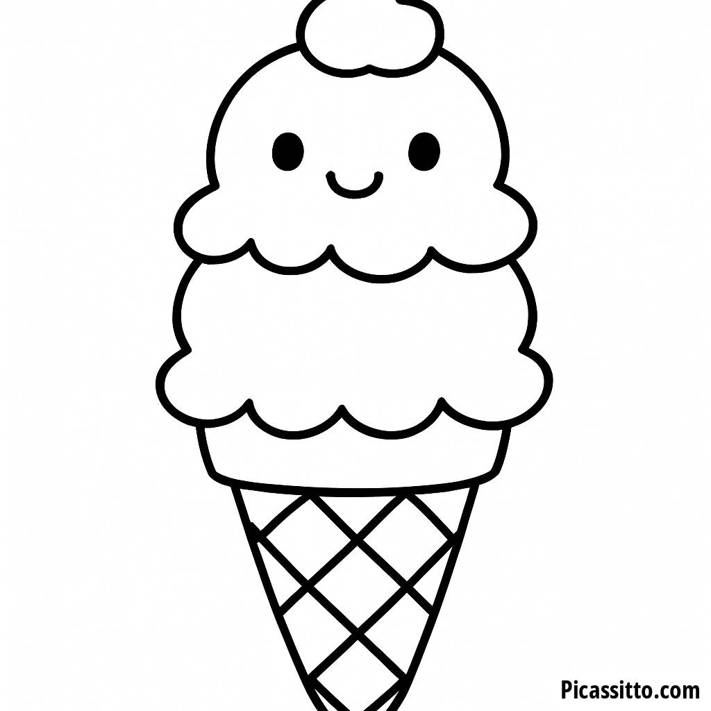 Pagina da Colorare: Cono di Gelato Fantasioso