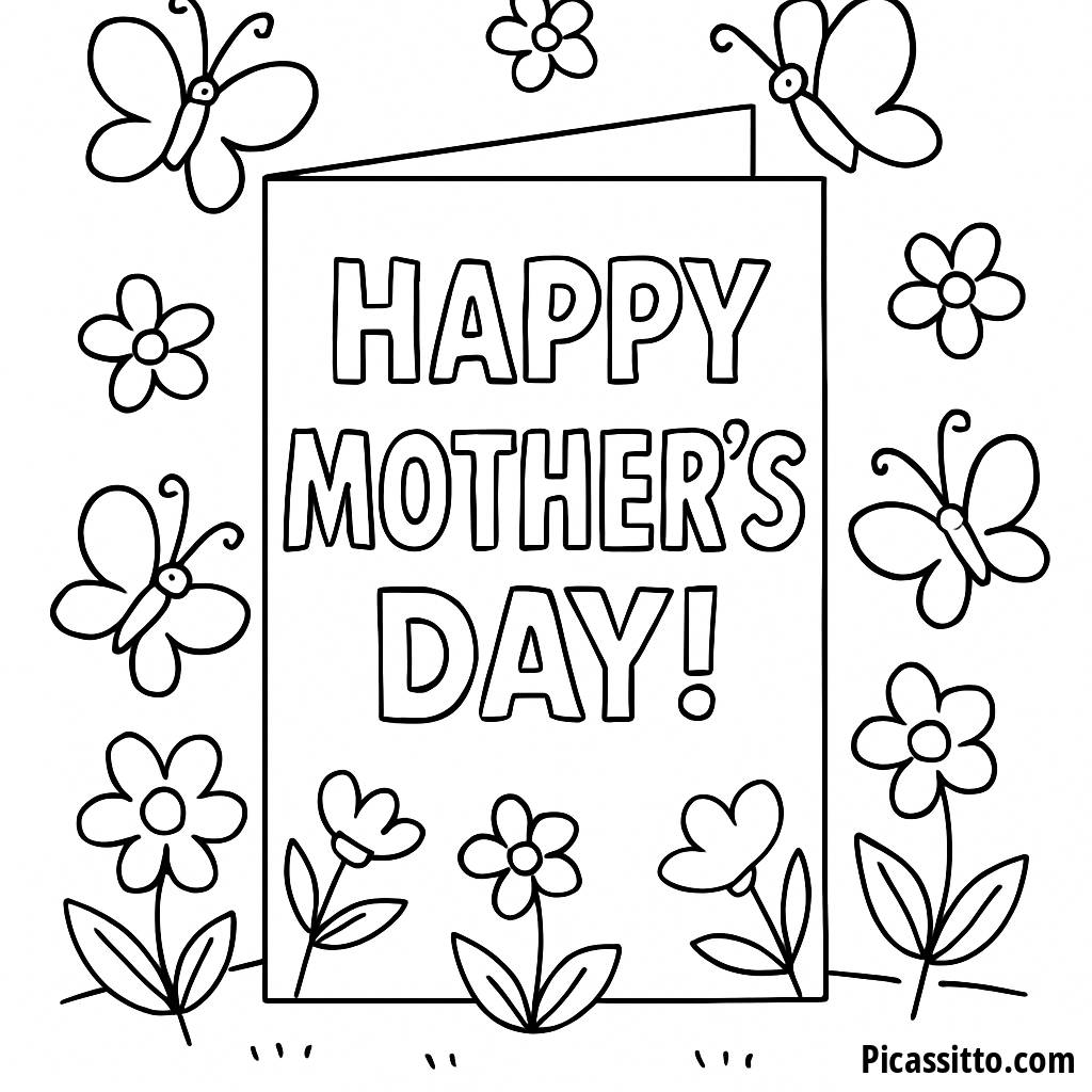 Whimsical Mother's Day Coloring Page