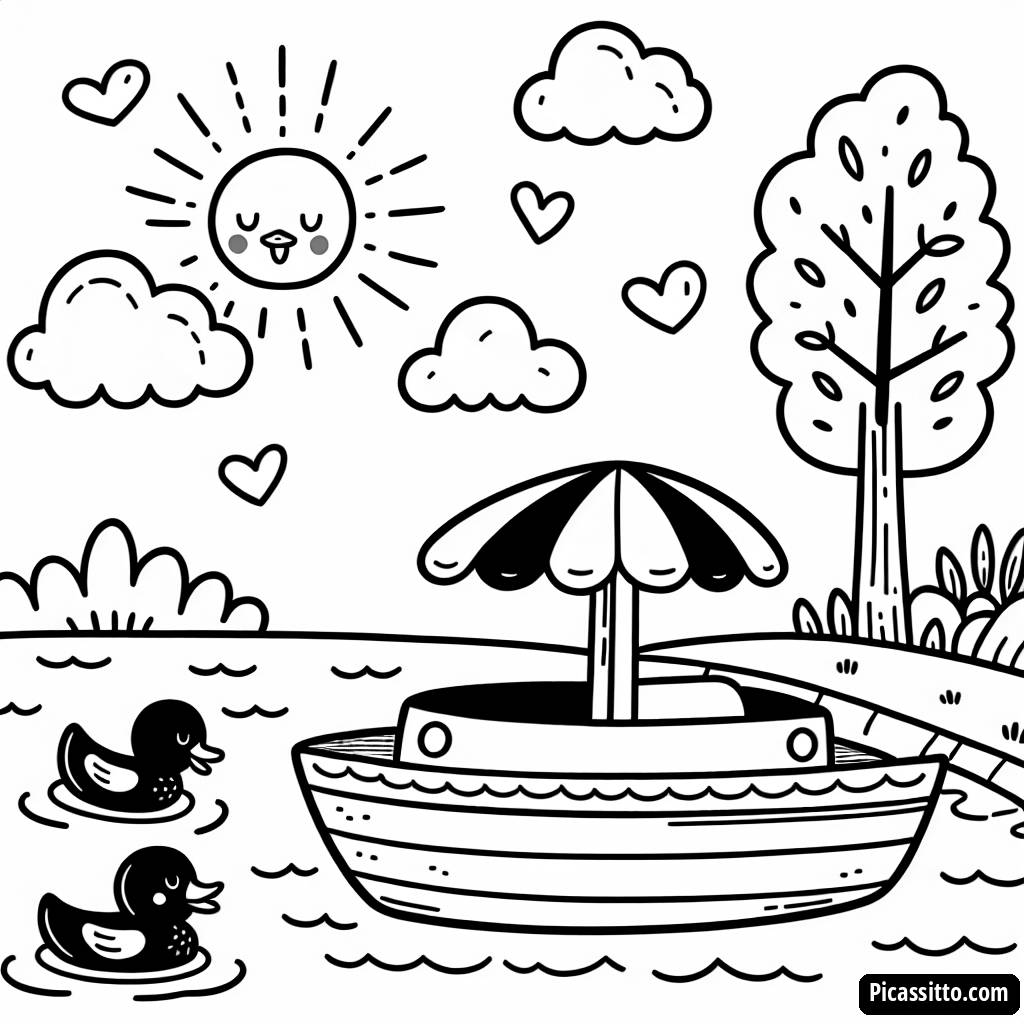 Pagina da Colorare di una Barchetta Fantasiosa
