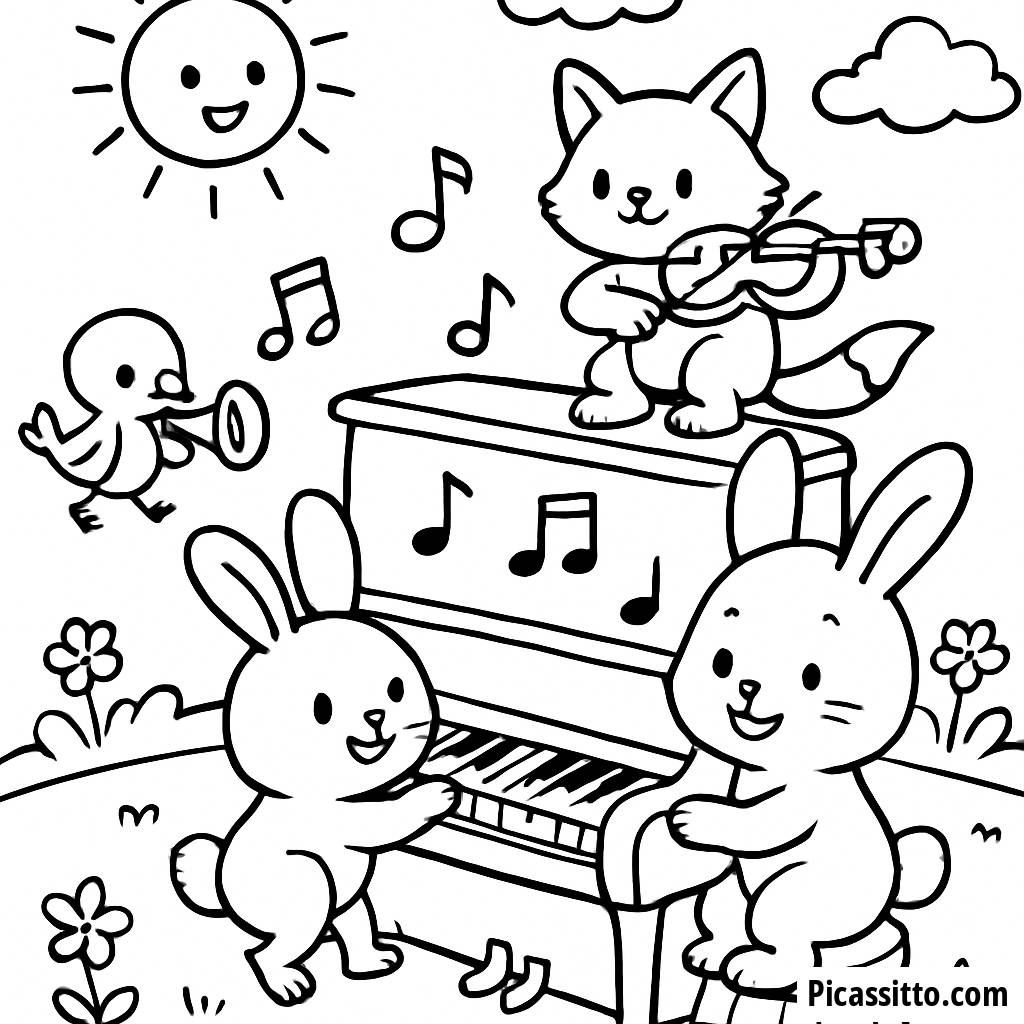 Pagina da Colorare del Pianoforte Fantasioso