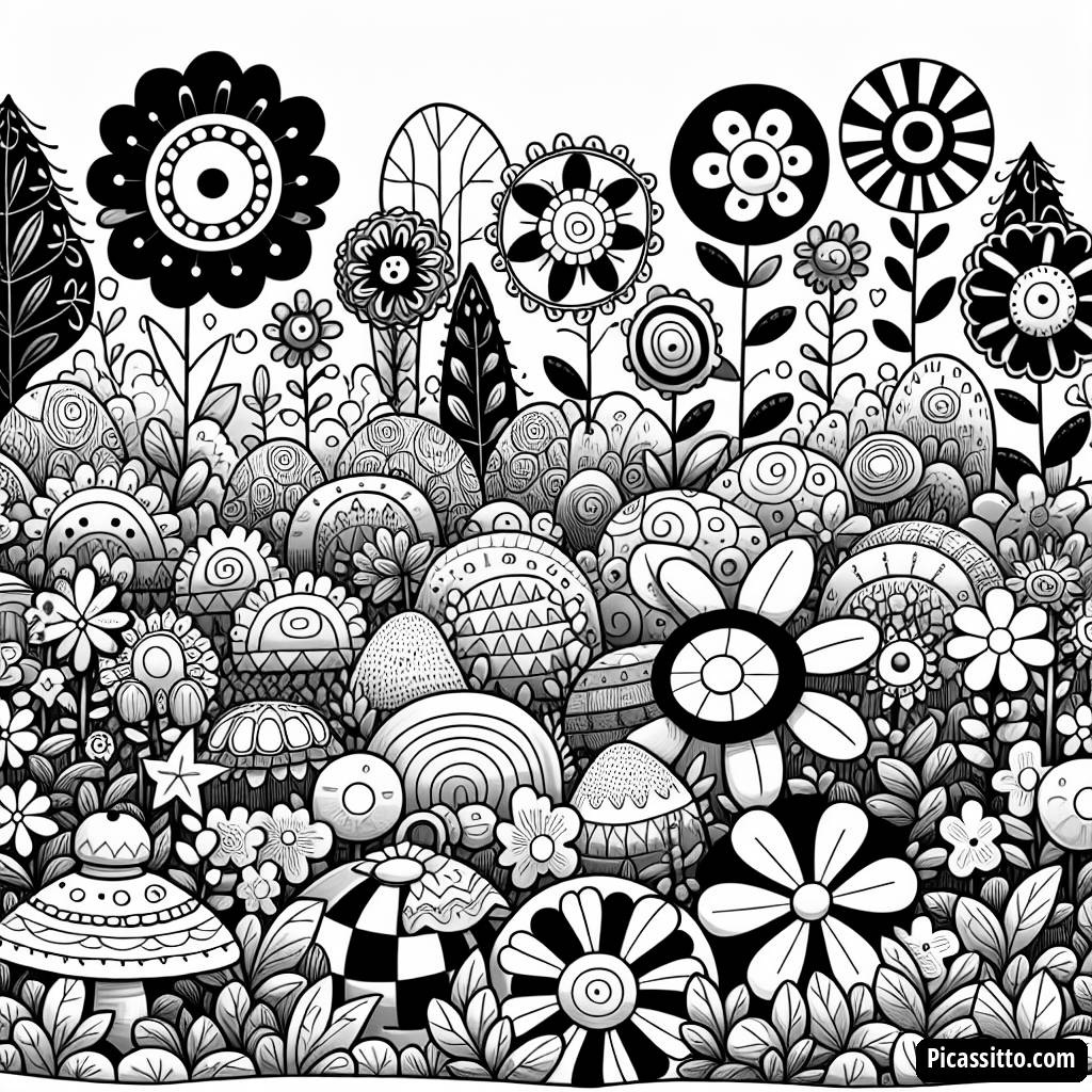 Ausmalbild des Verspielten Formen Gartens