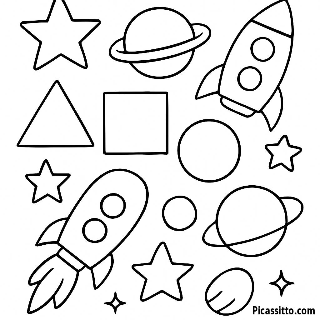 Verspielte Weltraumformen Malvorlage