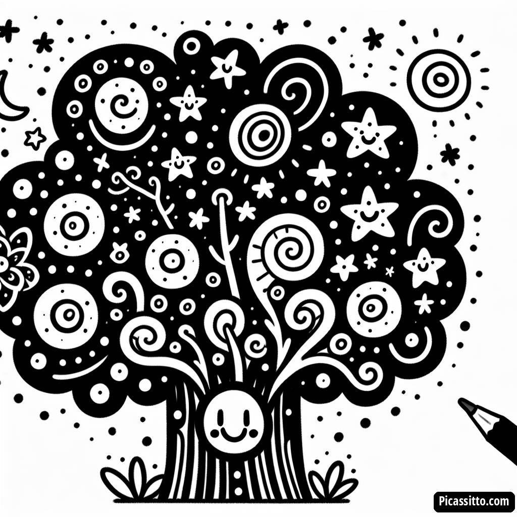 Pagina da Colorare Albero Fantasioso