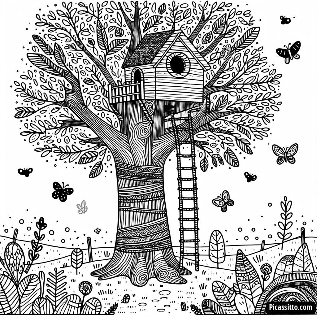 Раскраска с Волшебным Домом на Дереве