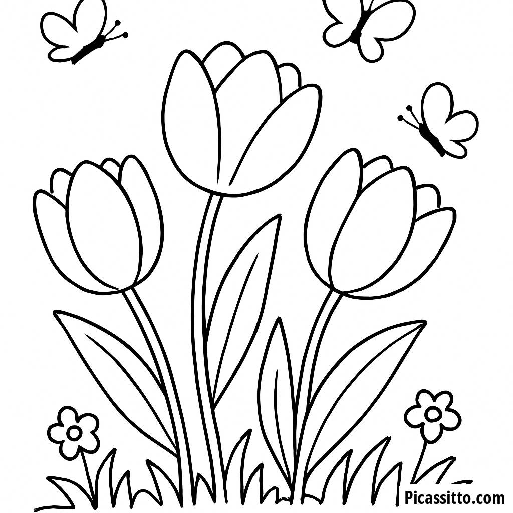 Whimsical Tulip Coloring Page