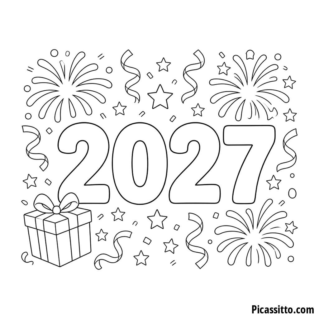 2027 da colorare: Buon anno