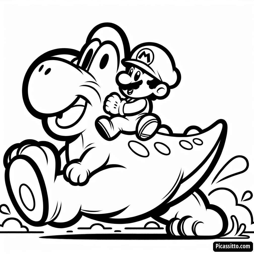 Раскраска Йоши и Марио