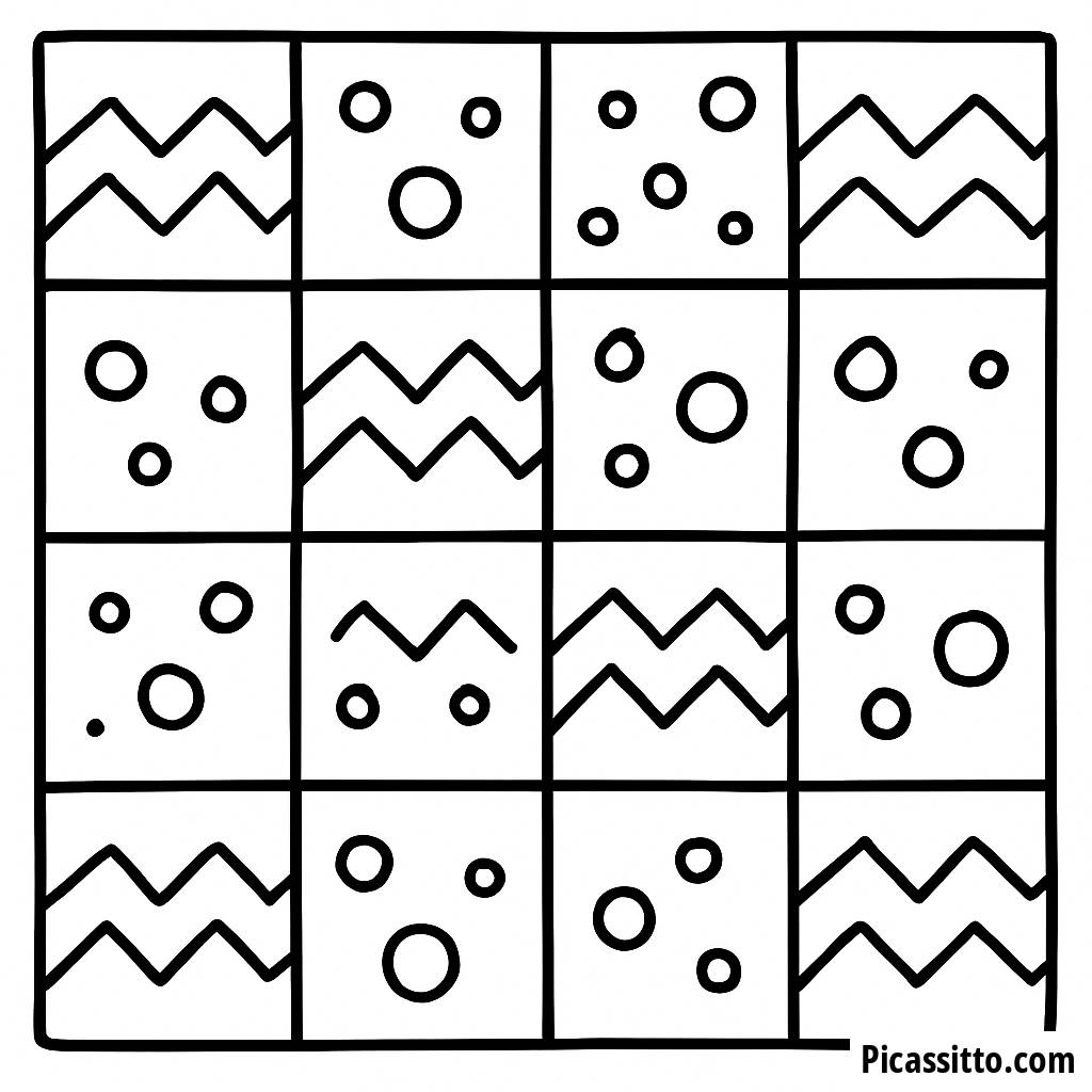 Page à Colorier Zigzags et Points Géométriques