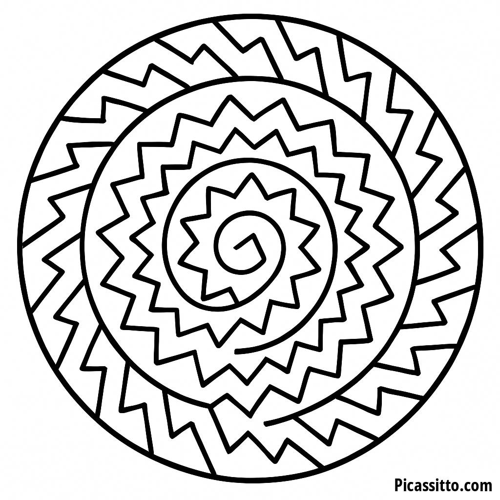 Zigzag Concentric Circles Coloring Page