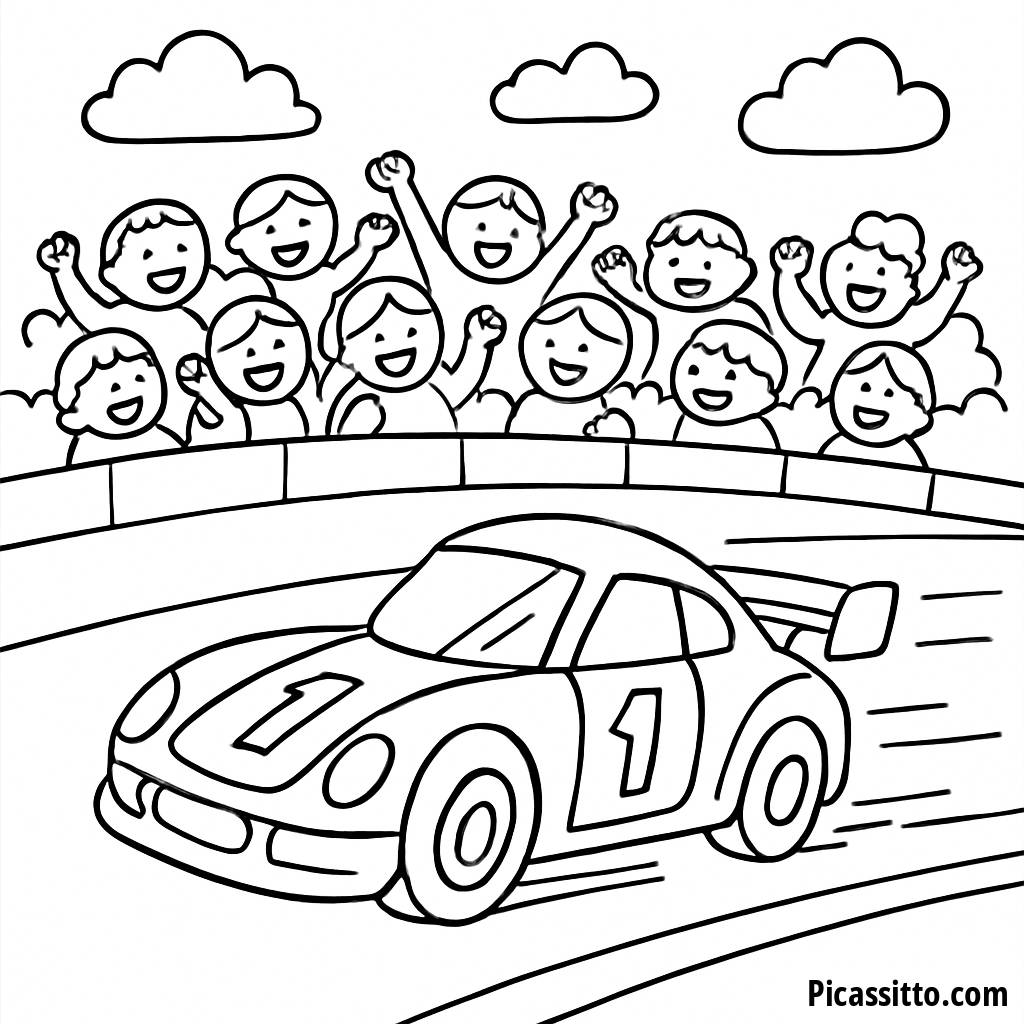 Page à Colorier de Voiture de Course Rapide
