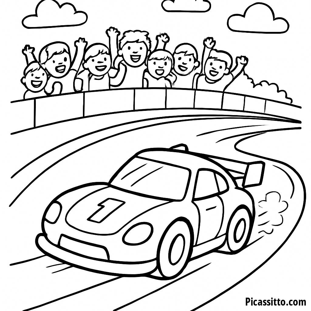 Página para Colorir de Carro de Corrida Rápido