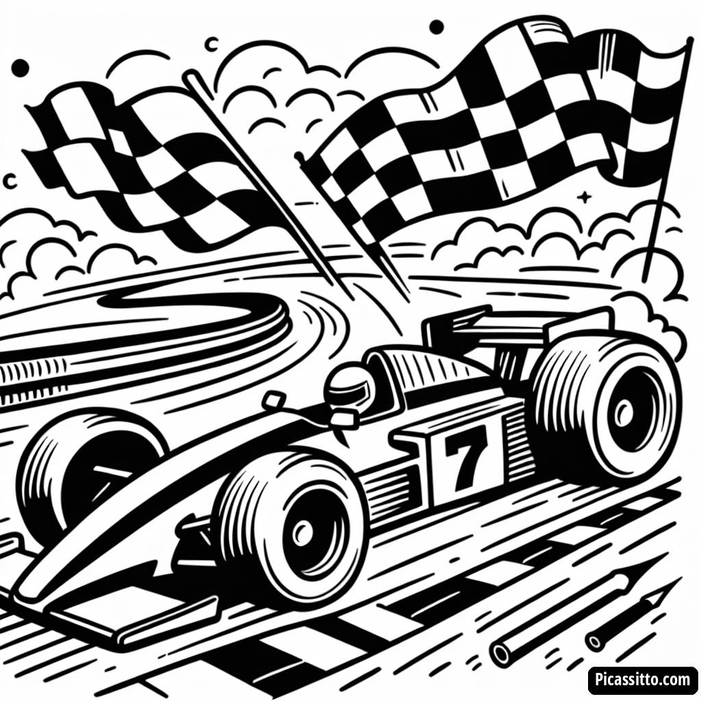 Página para Colorir de Carro de Corrida Acelerado