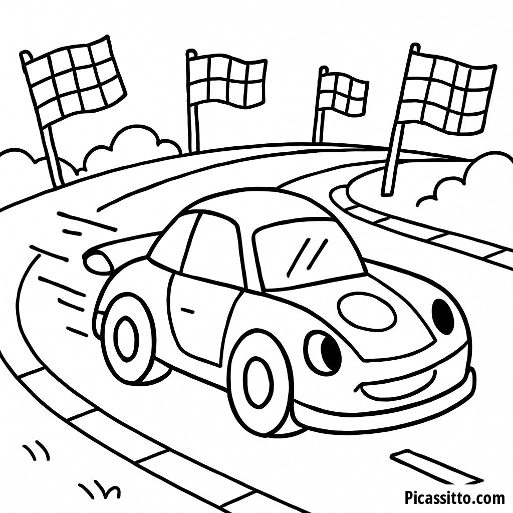 Página para Colorir de Carro de Corrida Rápido