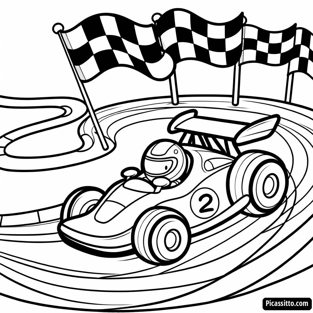 Página para Colorear de un Coche de Carreras Rápido