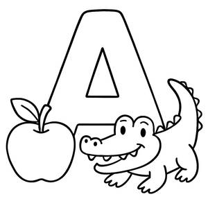 A is for Apple and Alligator Coloring Page