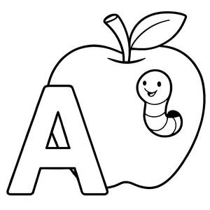 A is for Apple Coloring Page