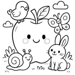 A is for Apple Coloring Page