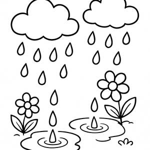 Милая Раскраска Капель Дождя