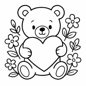 Pagina da Colorare di un Adorabile Orsetto di Peluche