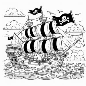 Avventura in Mare: Pagina da Colorare della Nave Pirata