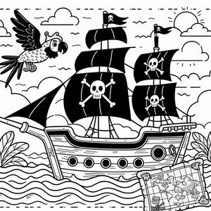 Adventure Awaits: Pirate Ship Coloring Page