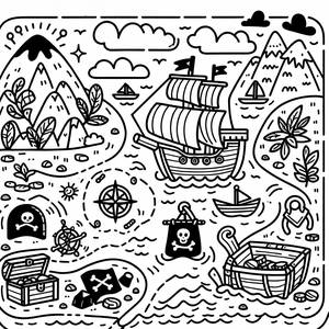 Adventure Awaits: Treasure Map Coloring Page