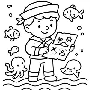 Pagina da Colorare del Marinaio Avventuroso