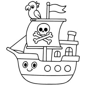 Ahoi! Fröhliches Piratenschiff Ausmalbild